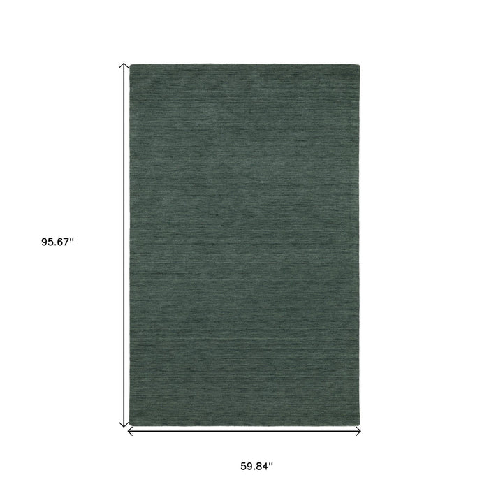 5' X 8' Wool Hand Tufted Area Rug - Teal And Blue