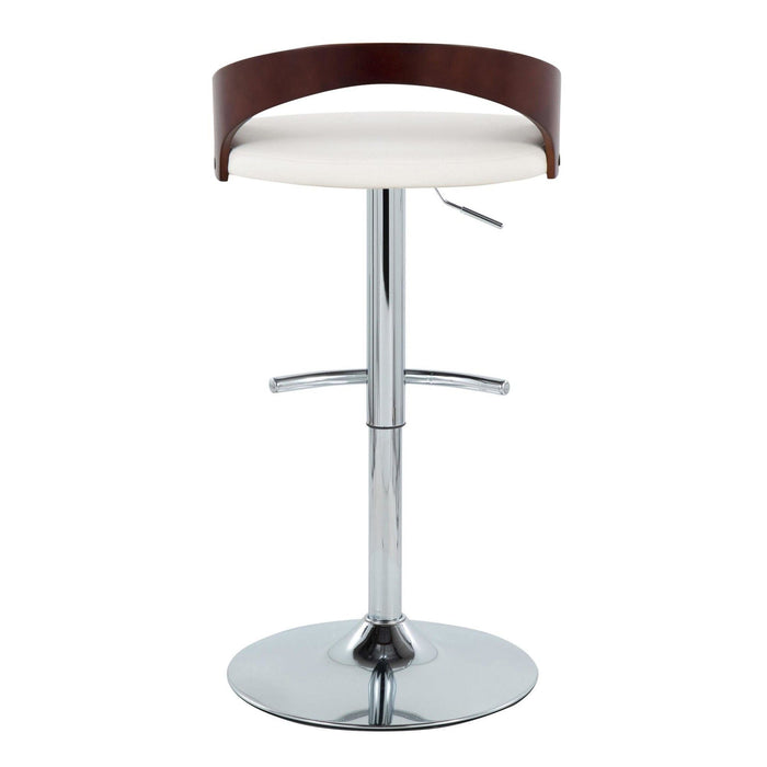Grotto - Adjustable Barstool - Chrome Metal, Mahogany Wood