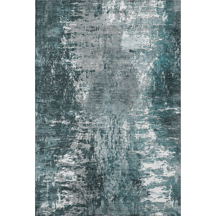 10' X 14' Abstract Washable Area Rug With UV Protection (657527) - Teal / Ivory