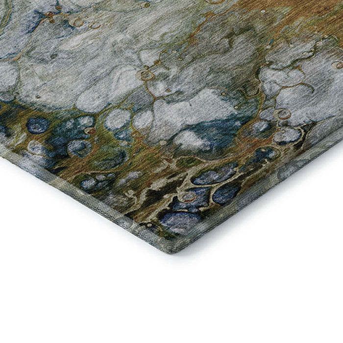 10' X 14' Abstract Washable Area Rug With UV Protection (692691) - Rust / Teal / Gray