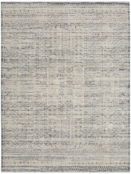 10' X 14' Southwestern Distressed Area Rug With Fringe (546444) - Ivory / Blue