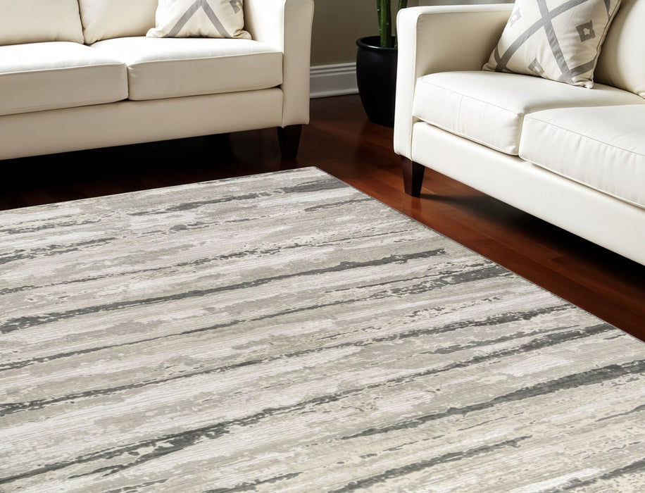 10' X 8' Abstract Non Skid Area Rug Polypropylene - Ivory