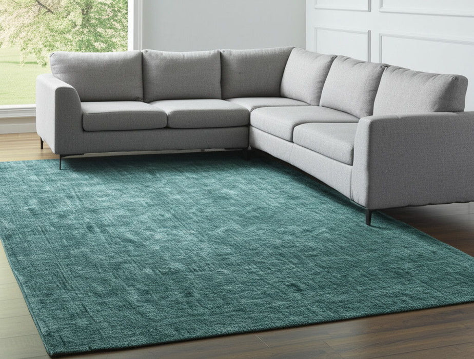 8' X 11' Hand Woven Area Rug - Green And White