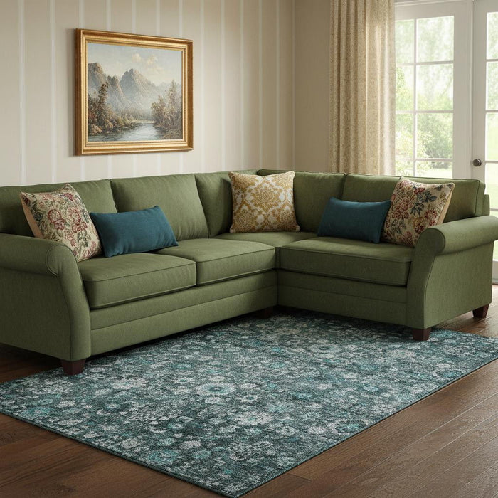 10' X 14' Oriental Washable Area Rug With UV Protection (653803) - Teal / Aqua