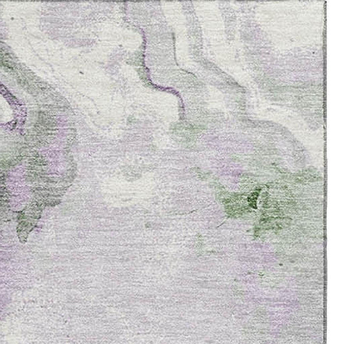 10' X 14' Abstract Washable Area Rug With UV Protection (706151) - Olive Green / Lavender / Ivory
