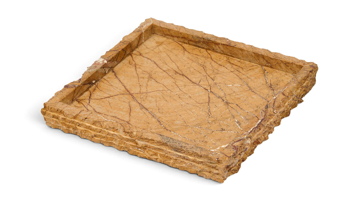 Genuine marble tray by Meridian Furniture, showcasing a sleek, rectangular marble tray with smooth edges and elegant veining.