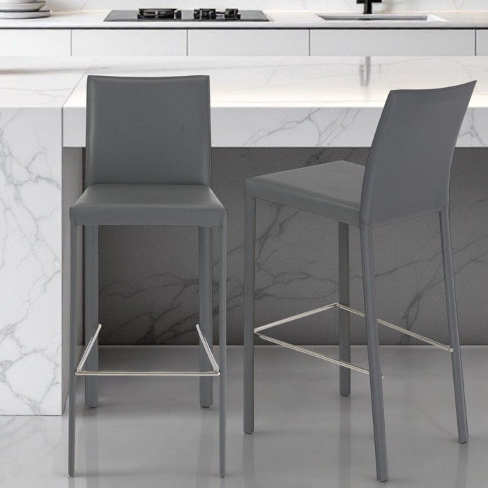 Steel Low Back Bar Height Bar Chairs (Set of 2) - Gray