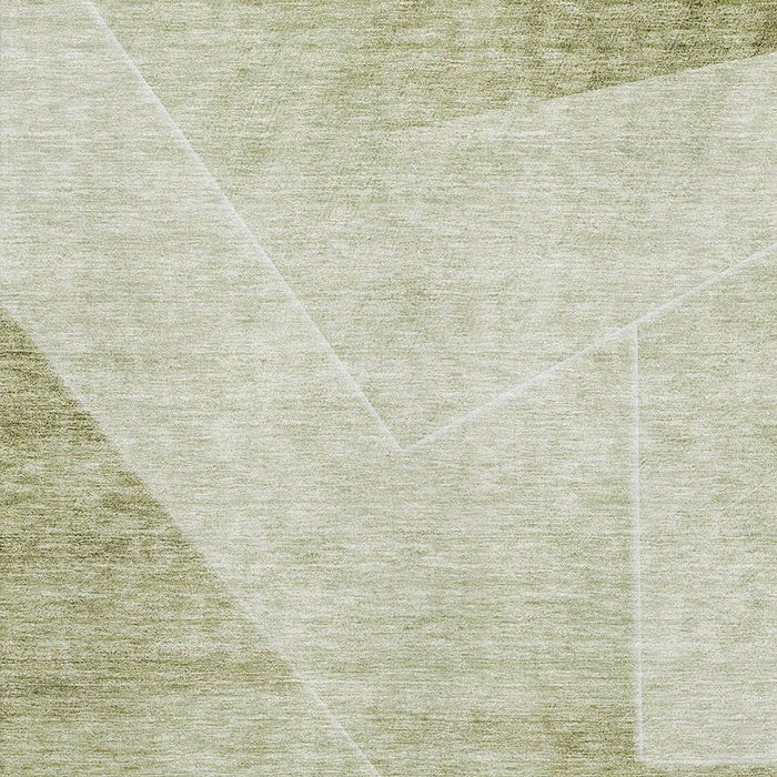 10' X 14' Geometric Washable Area Rug Polyester With UV Protection - Sage And Ivory