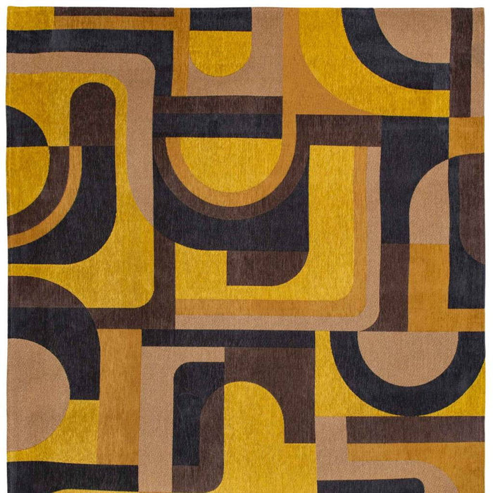9' X 13' Geometric Washable Area Rug (551747) - Yellow / Black