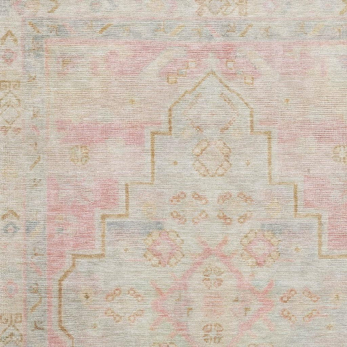 10' X 14' Medallion Washable Area Rug With UV Protection (708073) - Pink / Gray
