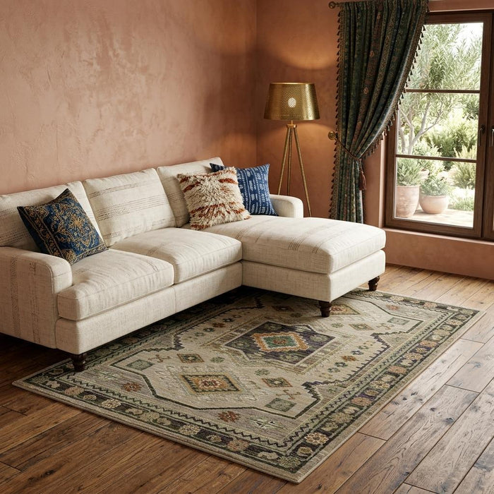 9' X 12' Tribal Area Rug (576422) - Gray / Green