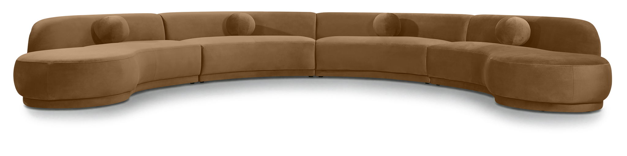 Meridian Furniture Avra 189-inch velvet upholstery sectional sofa with plush performance fabric and modern stationary design.