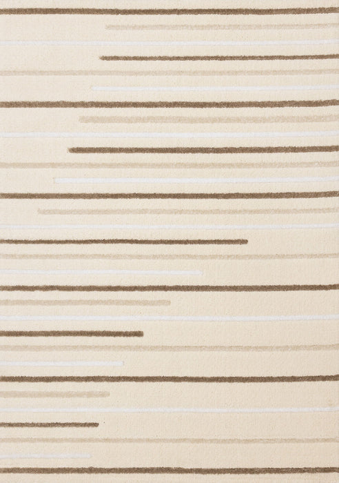 8' X 11' Striped Area Rug (660011) - Cream / Brown