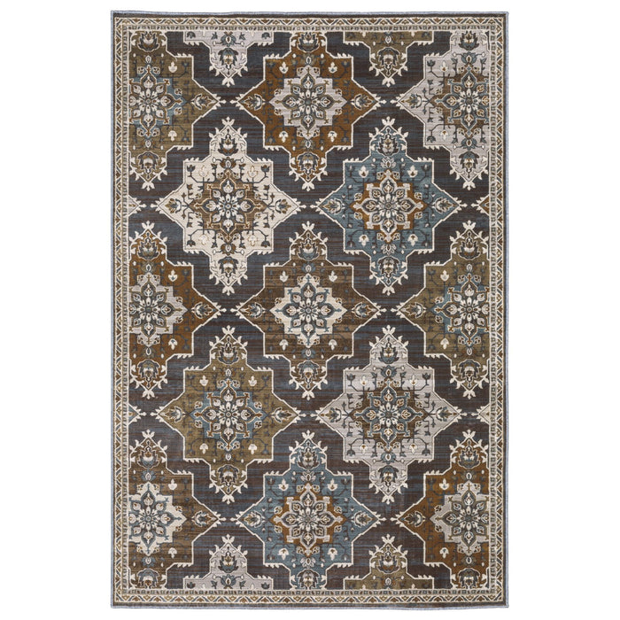 5' X 8' Medallion Area Rug - Gray And Blue