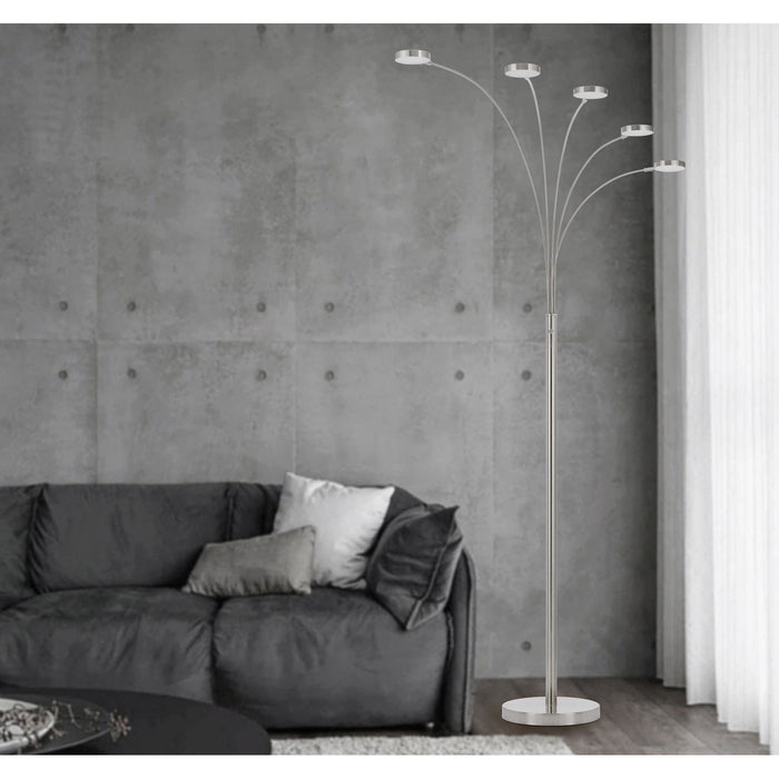 82" Five Light LED Arc Floor Lamp - Nickel