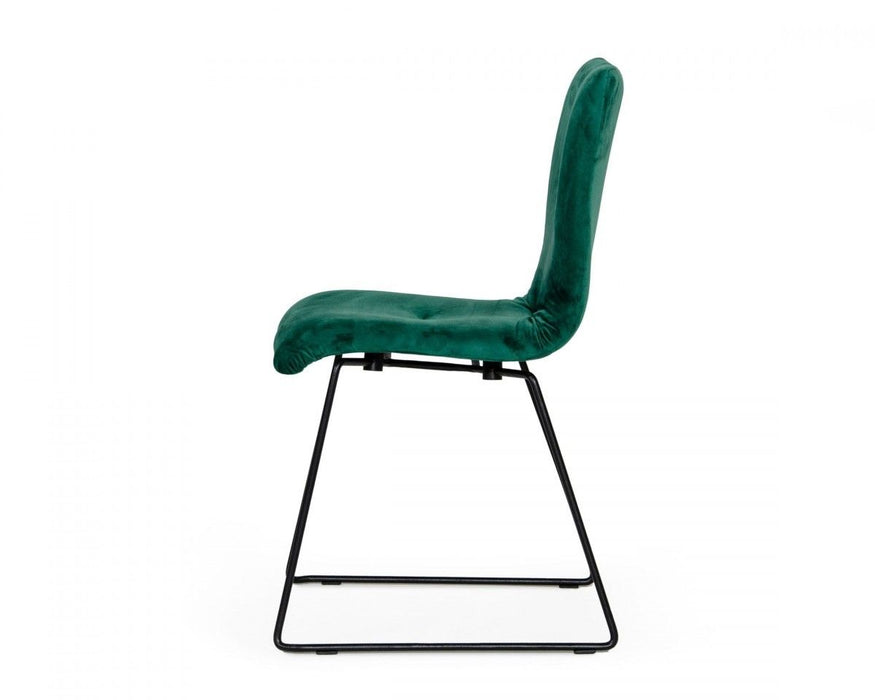 Upholstered Fabric Dining Side Chairs (Set of 2) - Green