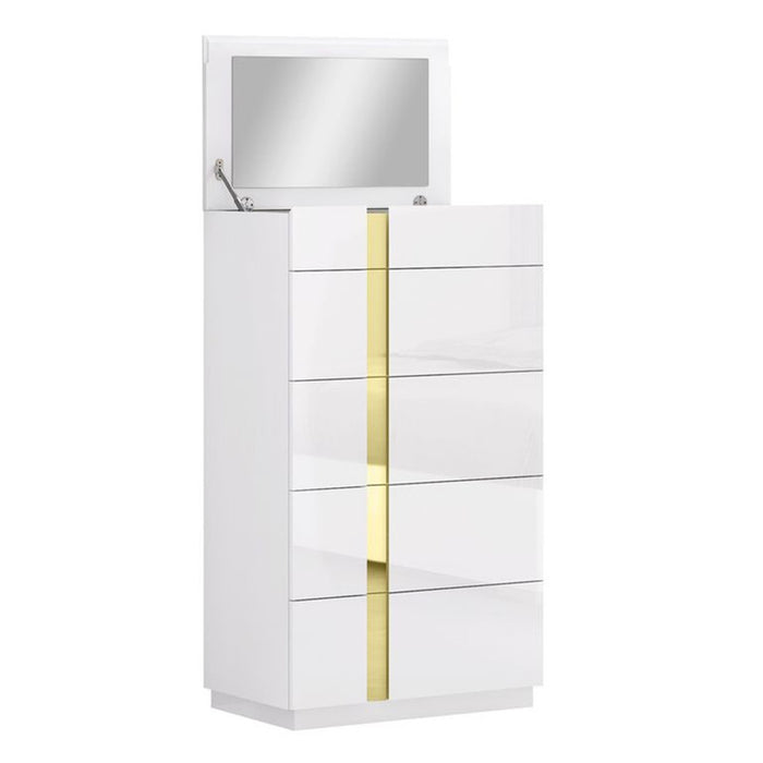J & M Furniture Kyoto Dresser - White and Titanium Gold