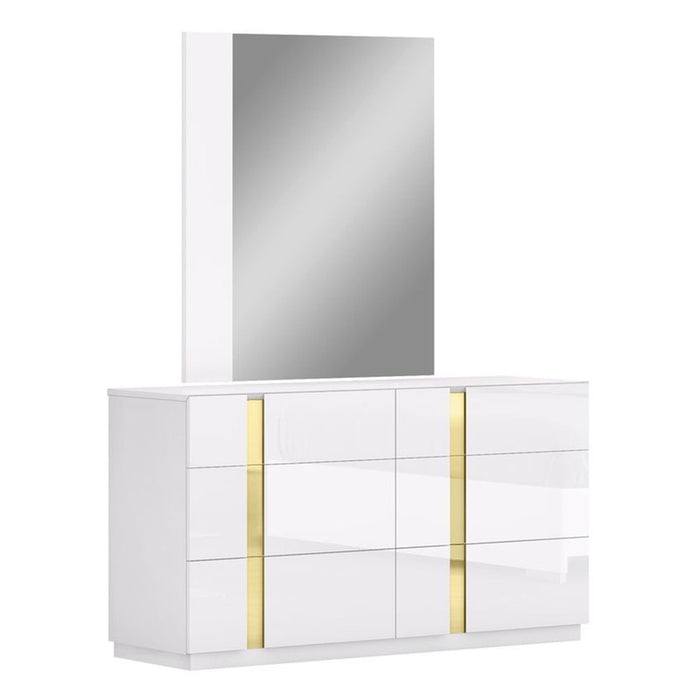J & M Furniture Kyoto Dresser - White and Titanium Gold