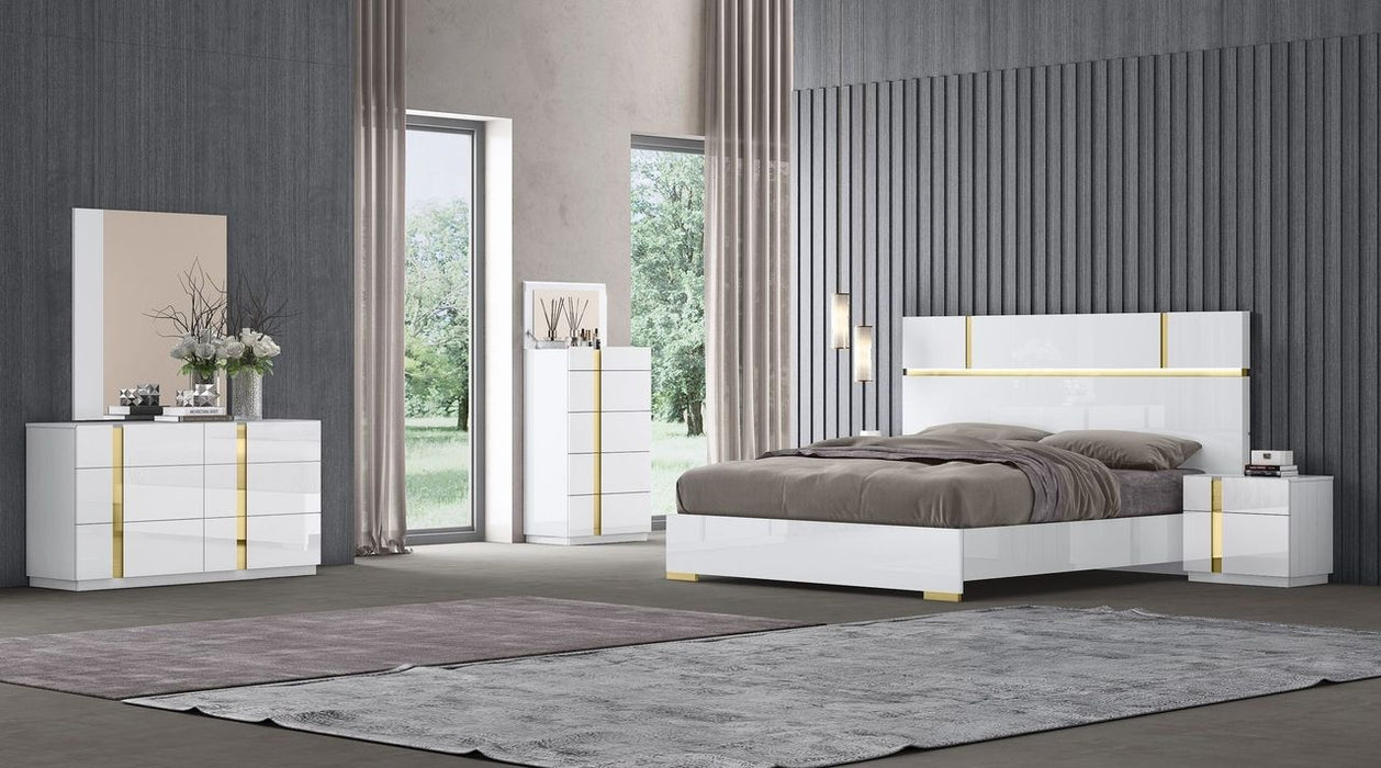 J & M Furniture Kyoto Dresser - White and Titanium Gold
