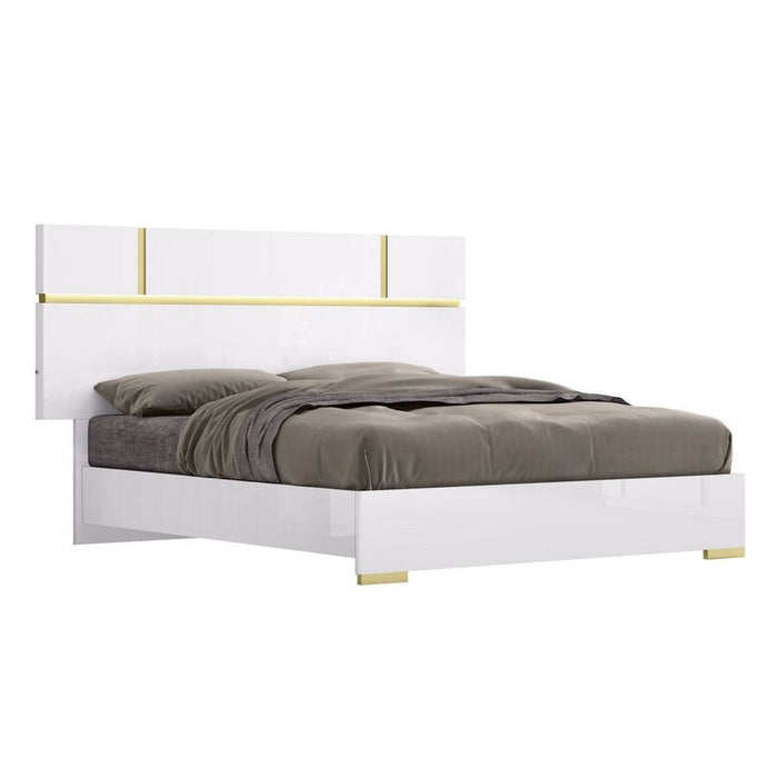 J & M Furniture Kyoto Dresser - White and Titanium Gold