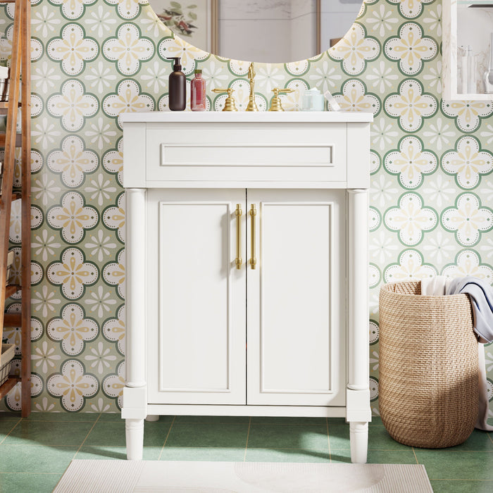 Giga bathroom vanity with integrated sink and two-door cabinet, ideal for small to medium bathrooms, with modern design and storage space.