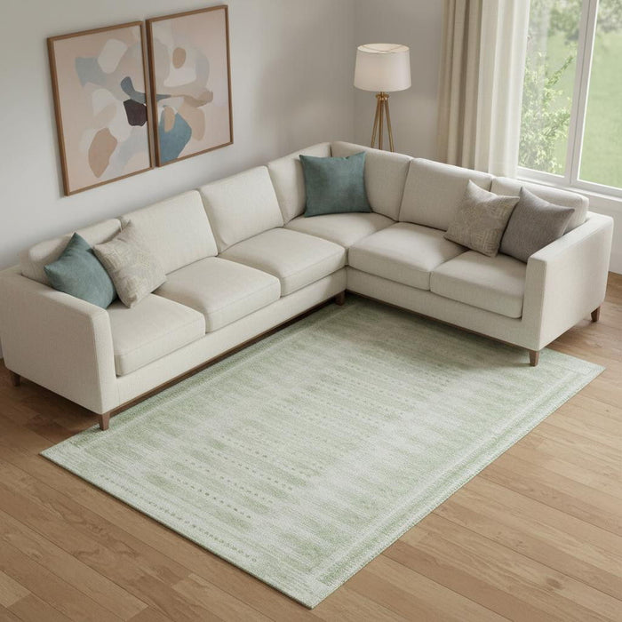 10' X 14' Geometric Washable Area Rug With UV Protection (708037) - Sage / Fern Green