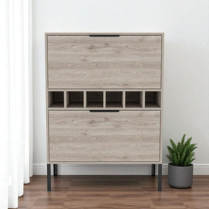 43" Wood Console Bar Cabinet With Two Doors - Beige