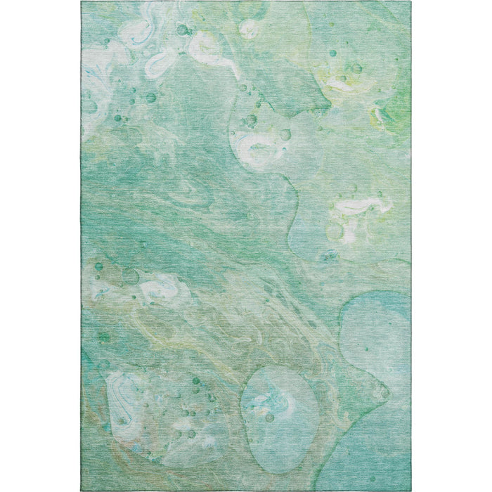 10' X 14' Abstract Washable Area Rug With UV Protection (708880) - Teal / Ivory