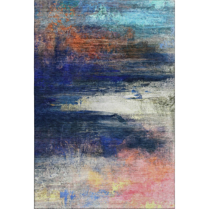 10' X 14' Abstract Washable Area Rug With UV Protection (714673) - Blue / Pink