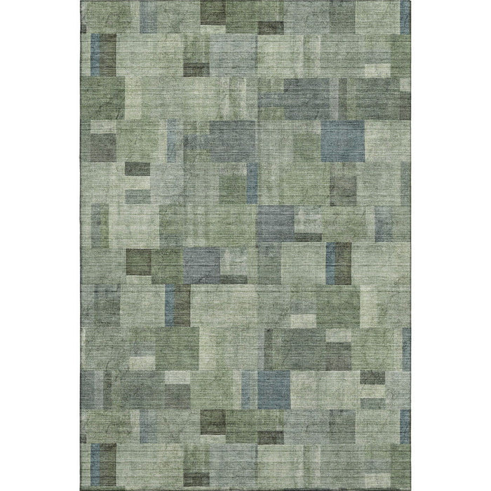 10' X 14' Geometric Washable Area Rug With UV Protection (653434) - Green / Blue / Gray