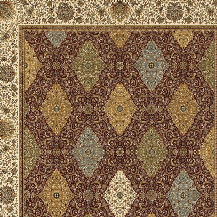 8' X 11' Oriental Area Rug With Fringe (574497) - Red / Tan / Ivory