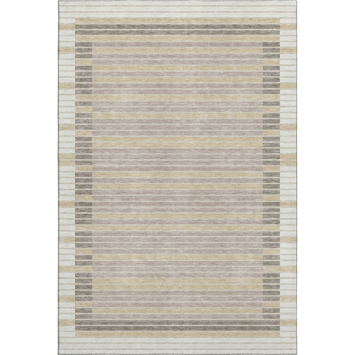 10' X 14' Striped Washable Area Rug With UV Protection (693474) - Ivory / Tan / Taupe