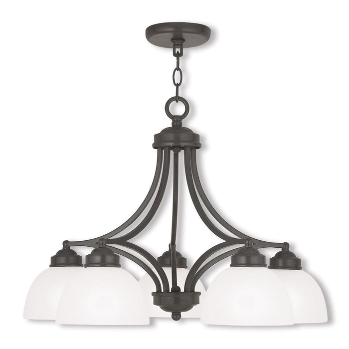 18" Five-Light Dimmable Chandelier With Shades - Bronze