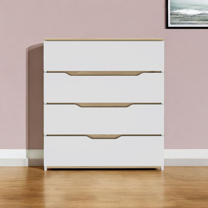 Four Drawer Dresser - White And Natural
