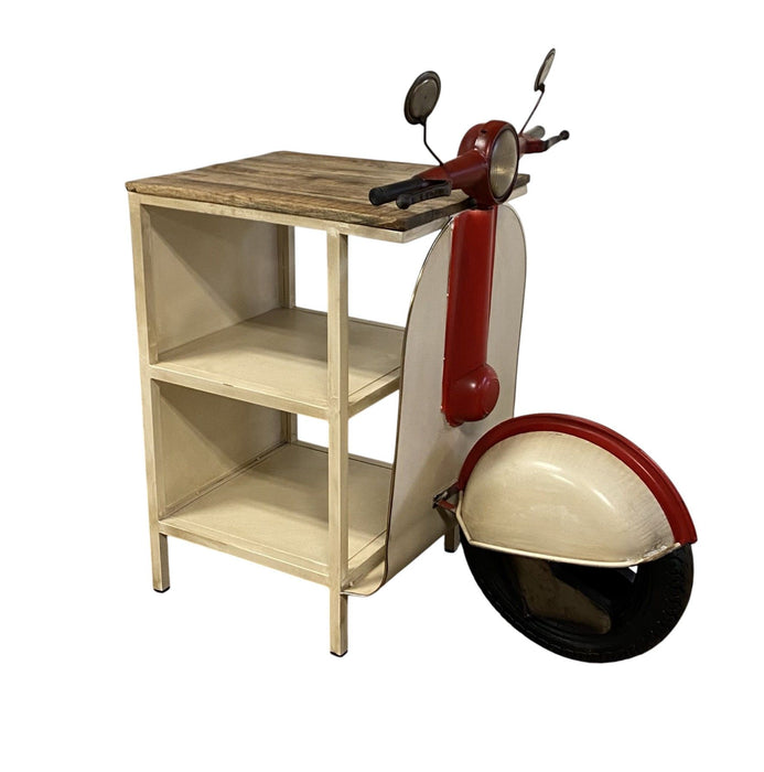 Rustic Scooter Cabinet - Red / White