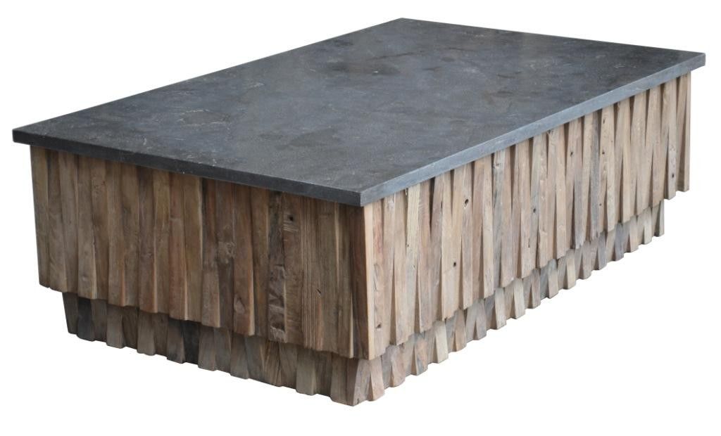 Solid Wood Block Coffee Table - Gray