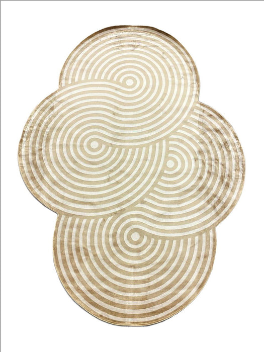 7' X 9' Abstract Geometric Distressed Area Rug (722644) - Cream / White