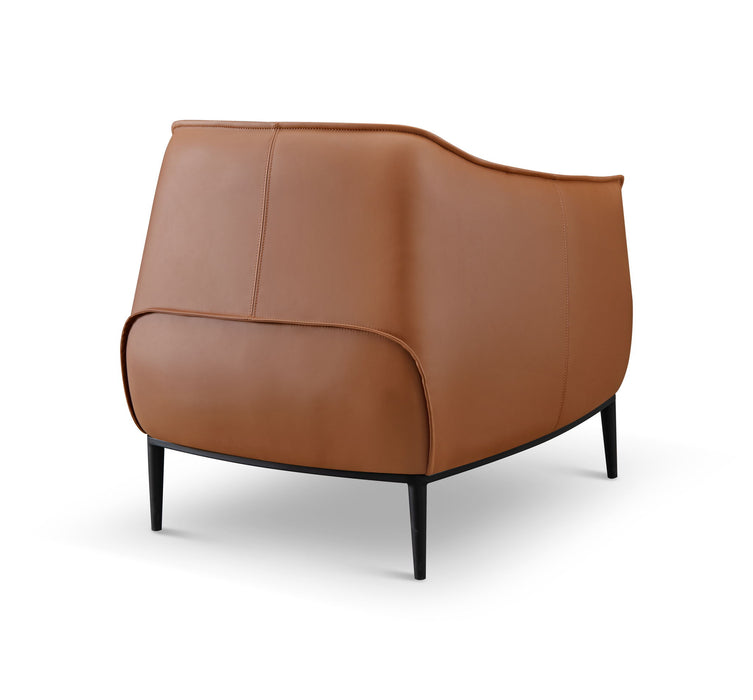 Faux Leather Wood Arm Chair - Brown