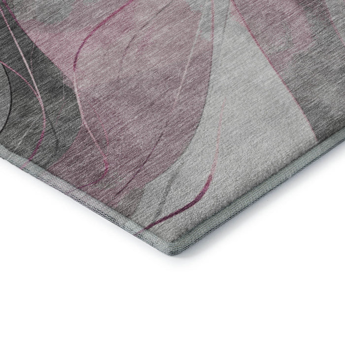 10' X 14' Abstract Washable Area Rug With UV Protection (696602) - Pink / Gray / Silver