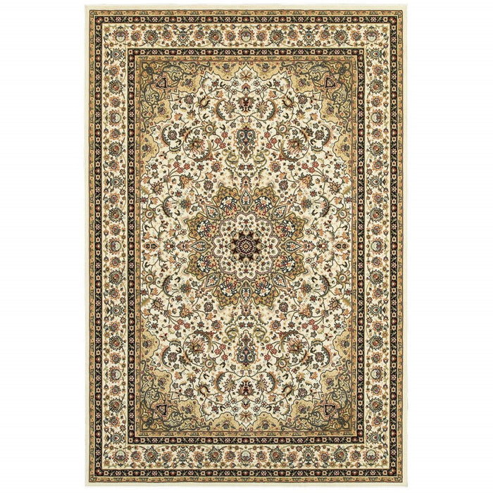 7' x 10' Machine Woven Oriental Indoor Area Rug - Ivory Beige