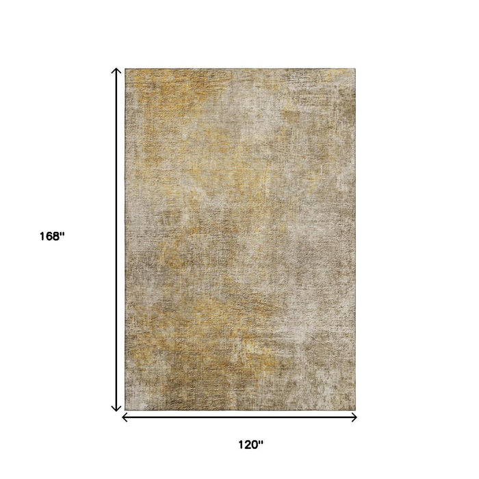 10' X 14' Abstract Washable Area Rug With UV Protection (650656) - Beige / Ivory