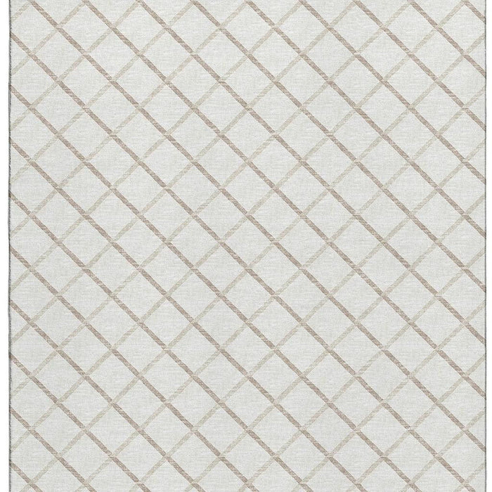 10' X 14' Geometric Washable Area Rug With UV Protection - Ivory And Taupe
