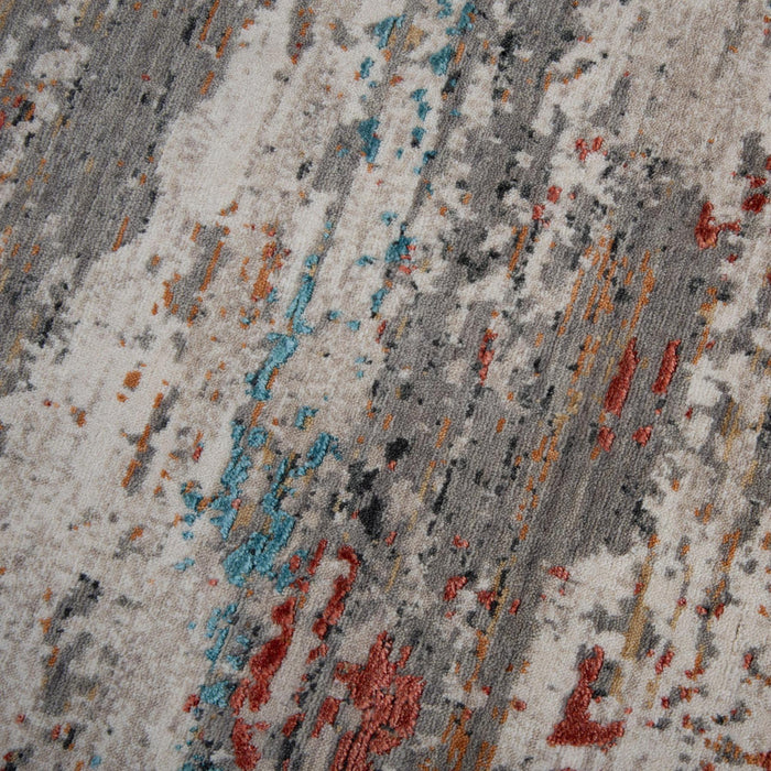 8' X 10' New Zealand Lambs Wool Abstract Hand Carved Handmade Area Rug (747602) - Gray / Beige / Orange / Red / Blue