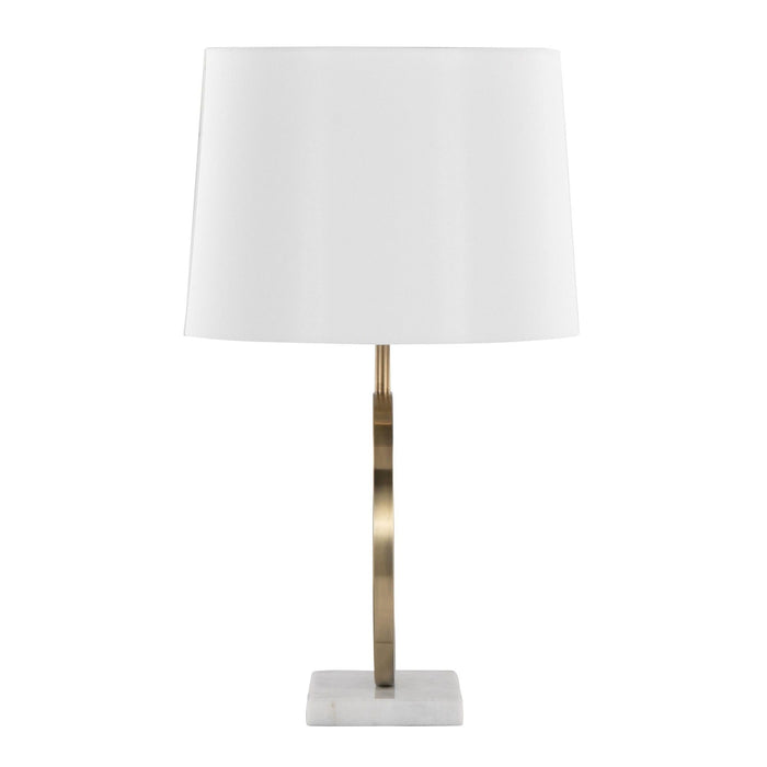 Moon - Table Lamp - White Marble, Gold Metal And White Shade