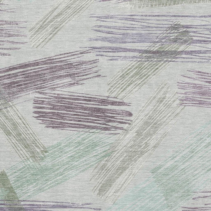 10' X 14' Striped Washable Area Rug With UV Protection (697494) - Sage / Purple / Ivory