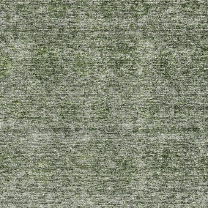 10' X 14' Abstract Washable Area Rug With UV Protection (688111) - Olive Green / Silver