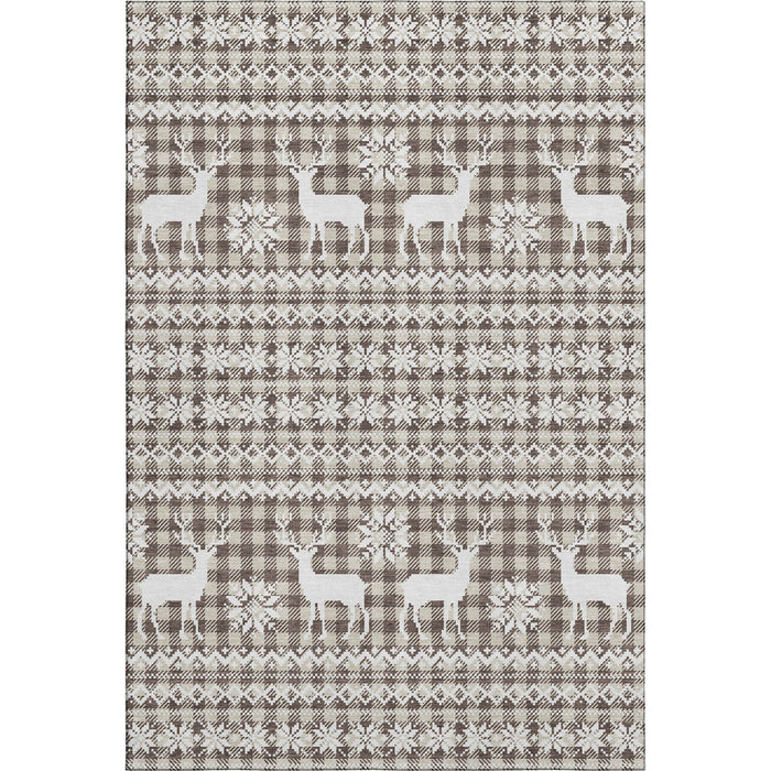 10' X 14' Abstract Geometric Washable Area Rug With UV Protection (701954) - Brown / Ivory