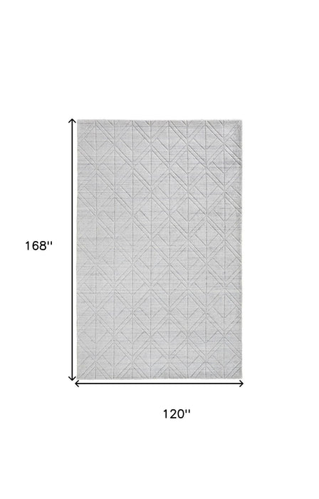 10' x 14' Striped Hand Woven Viscose Area Rug - White And Silver