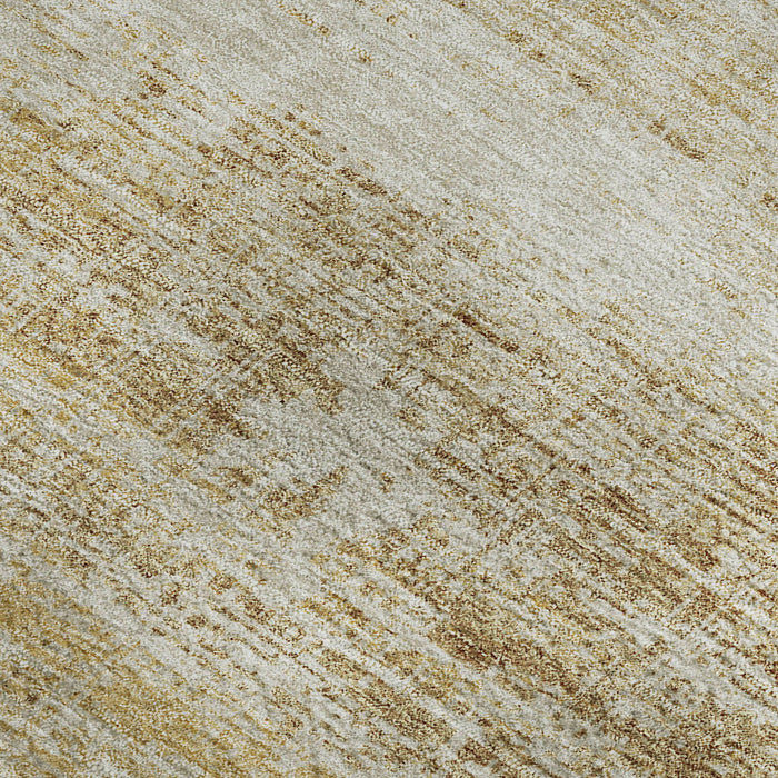 9' X 12' Abstract Washable Area Rug With UV Protection - Gold And Beige