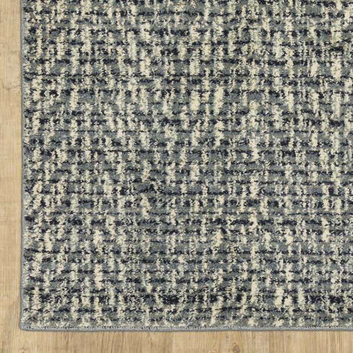 10' x 13' Geometric Power Loom Stain Resistant Area Rug - Blue Ivory Gray And Light Blue